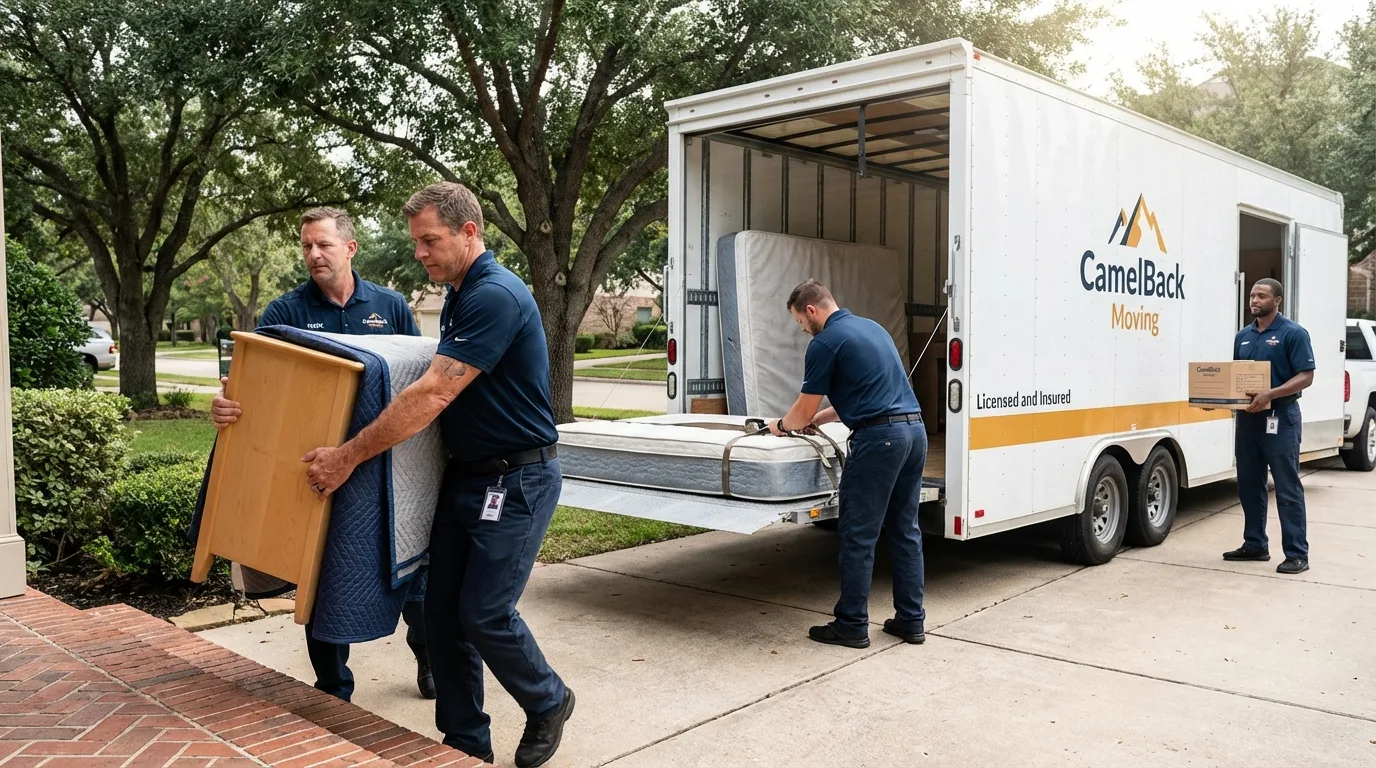 Crew loading residential truck for cross-state move from Wilkesboro, NC