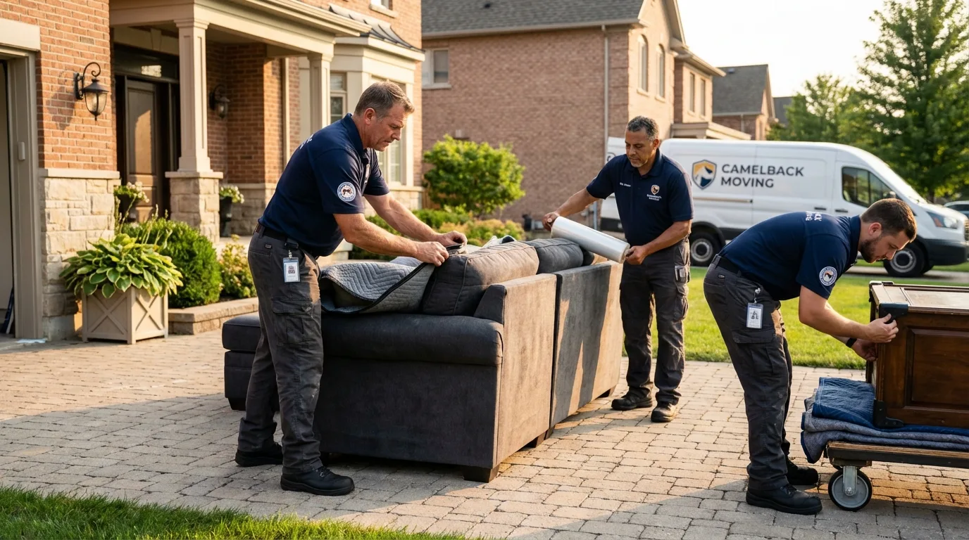 Large estate moving crew wrapping furniture in Wilkesboro, NC