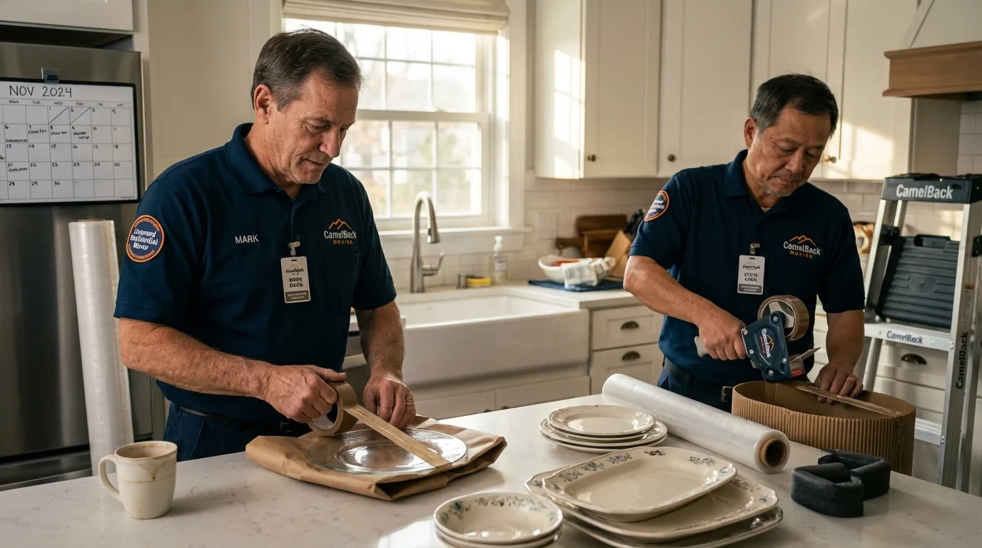 Professional crew packing kitchen dishware in Wilkesboro, NC